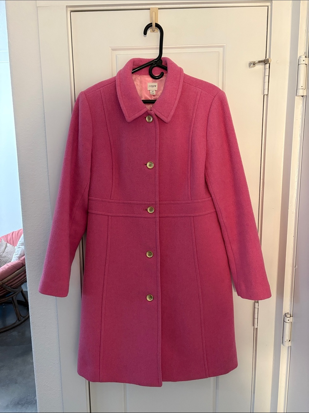 J. Crew Vibrant Pink Wool-Blend Coat